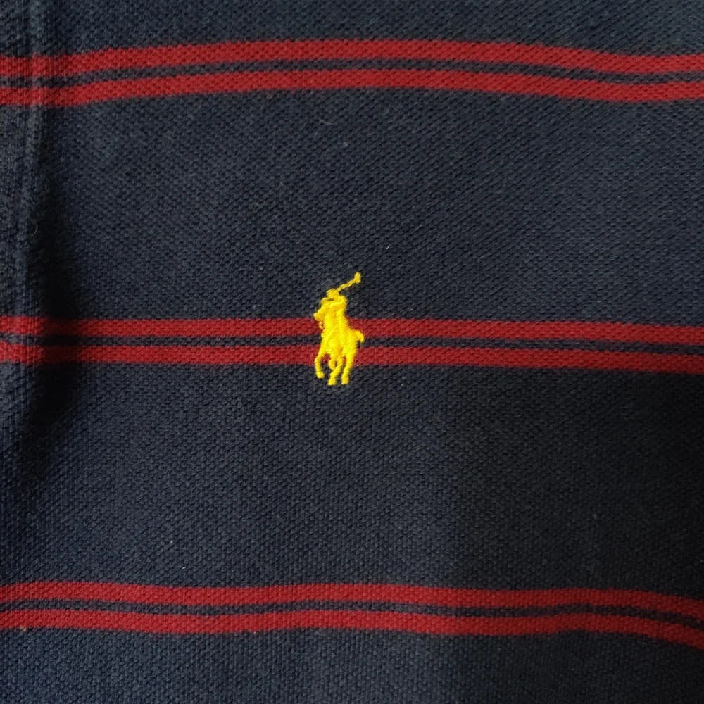 Polo Ralph Lauren Navy Red Stripe Long Sleeve Classic Fit Rugby Shirt EUC sz S